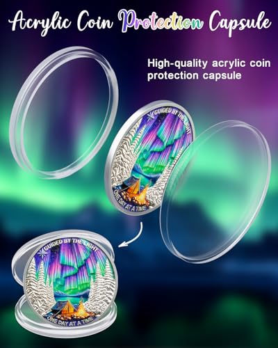 Image of CHURYUML One Day at a Time 14 Year Sobriety Coin - Guided by the Light Sober Chip, AA Coins Recovery Medallions Alcoholics Anonymous Token Sobriety Gifts for Women & Men Celebrating Milestones