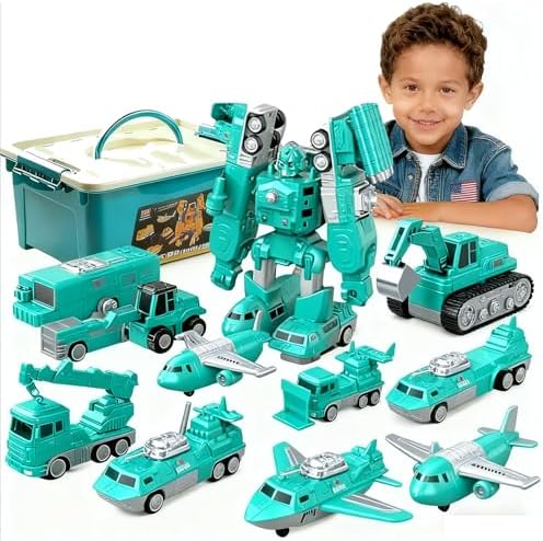 Set De Construction Magnétique Robocar – 35 Pièces, 7 En 1, Avec Boîte De Rangement, Dès 3 Ans