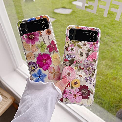 Coque pour Samsung Z Flip 4 fleur painted pliante transparente - 3