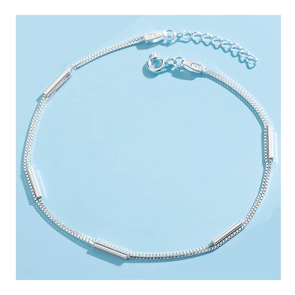 LNNSHX Armbänder S925 Sterling Silber Fußkettchen Damen Doppelschicht Fußkettchen Bare Silver Chain Fußzubehör für Freundin Frauen Fußkettchen