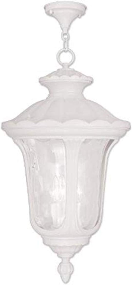 Flash Deals - 70% OFF Livex Lighting 7865-03 Traditional Three Light Outdoor Pendant from Oxford Collection in White Finish