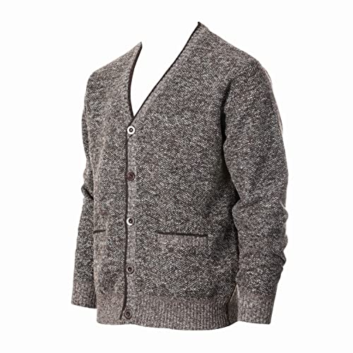 Gioberti Men's Knitted V-Neck Button Down Cardigan Sweater With Flannel Lining And Pockets, Melange Coffee, X Large #TOP2