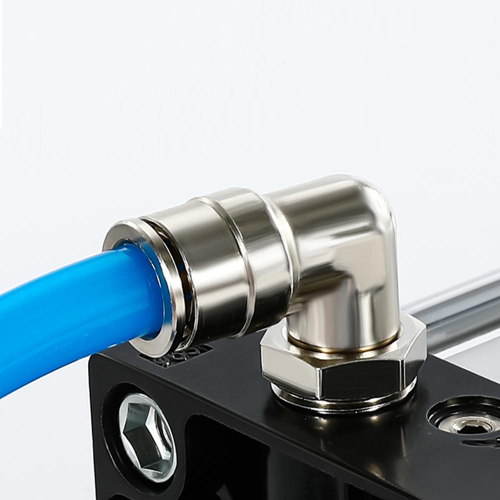 5 Pezzi Tubo 6 mm od x 1/8" Bsp Filettatura Maschio con O-Ring Gomito Ottone nichelato Push to Connect Raccordo Pneumatico Push Lock