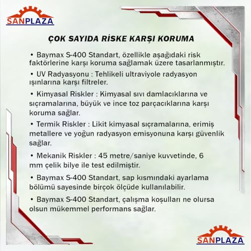 Sanplaza Baymax S-400 Şeffaf Toz Çapak Koruyucu İş Güvenlik Gözlüğü Kulak Ayarlı UV Korumalı Laboratuvar İşçi Gözlüğü Çocuklar İçin Tam Korumalı Gözlük 1-3-5-12 Adet (3)