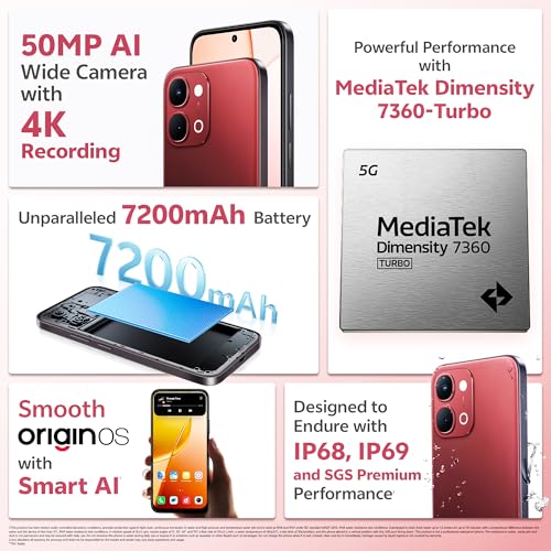 Image of vivo Y51 Pro 5G (Festive Red, 8GB RAM, 128GB Storage) with No Cost EMI /Additional Exchange Offers