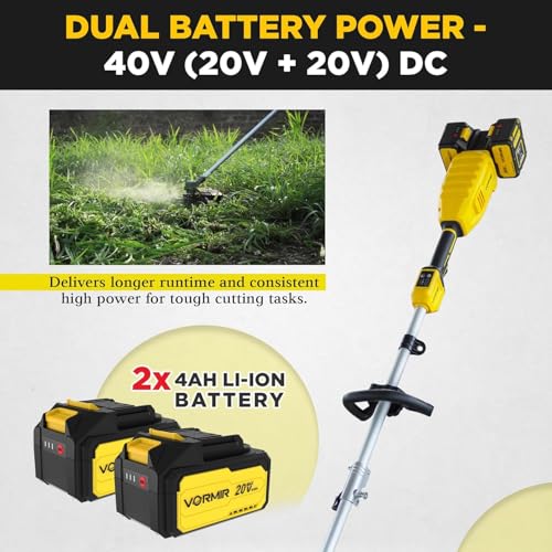 Image of IBELL VORMIR VR BB40-42 40V (20V+20V) Cordless Brush Cutter | BLDC Motor | 4500 /5300 /6000 RPM Triple Speed | O420mm Blade | Dual 4.0Ah Batteries | Heavy-Duty Trimmer | 12 Months Warranty