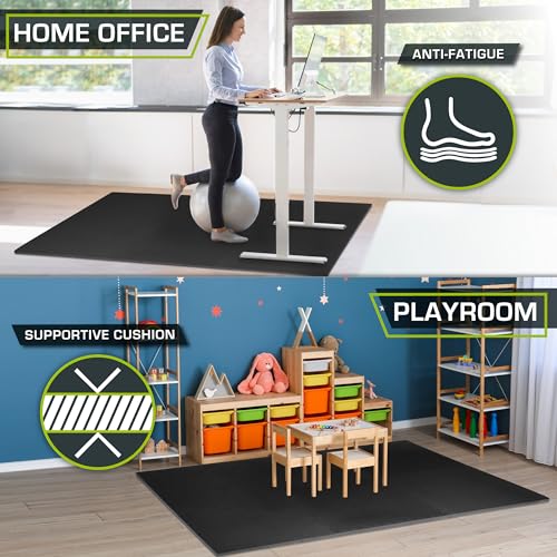Image of ProsourceFit Weaved Pattern Extra Thick Exercise Puzzle Mat 3 /4-inch, EVA Foam Interlocking Tiles for Protective, Cushioned Flooring for Home and Gym Equipment; Black, 72 SQ FT, 18 Tiles