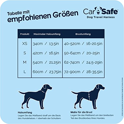 CarSafe Hunde Reisegeschirr, sicher & gesetzeskonform mit dem Hund unterwegs, erfüllt die Straßenverkehrsordnung, Tiere im Auto zu sicheren, für mittelgroße Hunde geeignet (Größe M)
