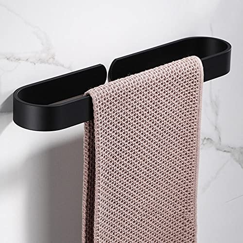 Porte-serviette en espace aluminium noir tige adhésive haut de gamme 30cm
