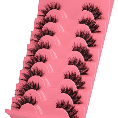 Half Lashes Natural Clear Band Eyelashes 3 4 False Lashes Wispy Fluffy Fox Style Half Eyelashes 8 Pairs Half Fake Eyelashes Pack #TOP2
