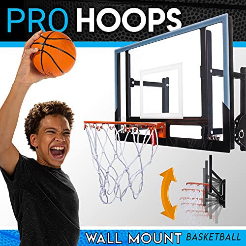 Franklin Sports Wall Mounted Basketball Hoop – Fully Adjustable – Shatter Resistant – Accessories Included, Black/White #TOP7