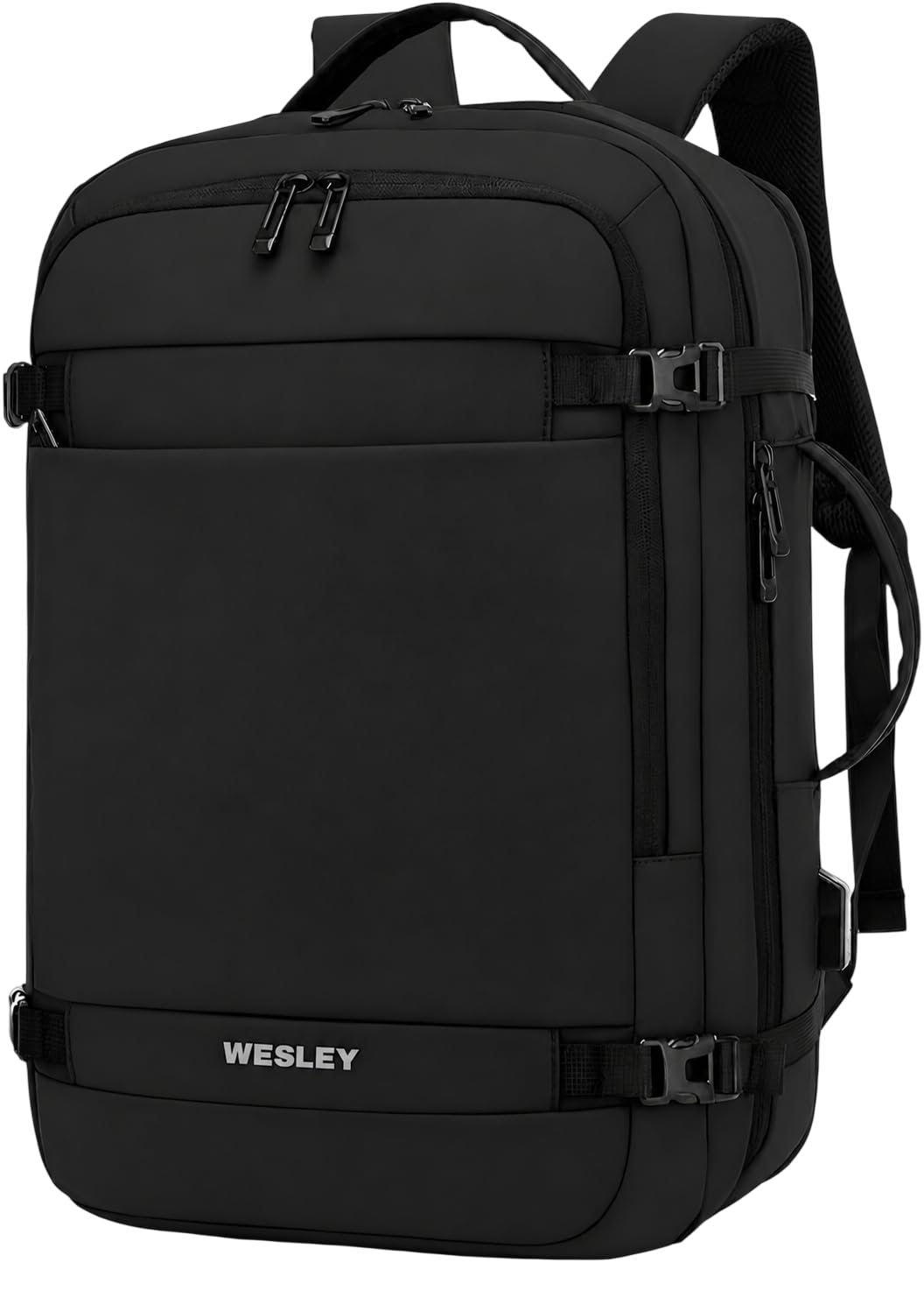 Wesley Luxur 45 Ltrs Overnighter Expandable Travel Laptop Backpack, Flight Cabin Approved Carry On with 16 inch Laptop Compartment, Anti Theft feature business/Travel/Weekender/college Charcoal Black — Amazon image 10