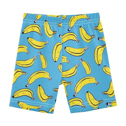 Banana Cartoon Blue Prints Girls Shorts Elastic Waist Sports Shorts Girls Leggings Pants for 4-10 Years