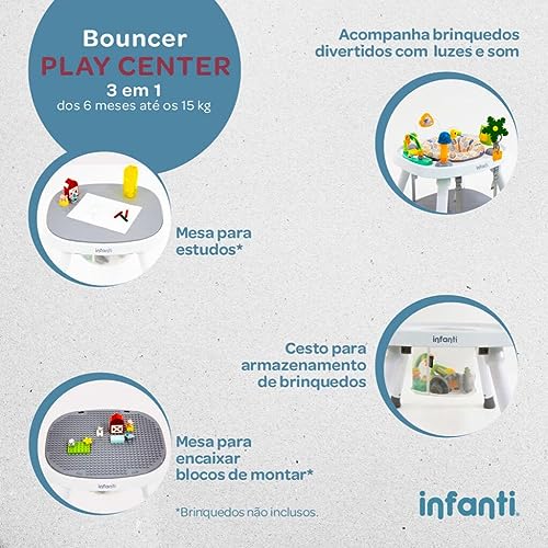 Centro de Atividades Play Center 3 em 1 Branco e Cinza Infanti