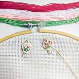 2Pcs Needle Minder for Cross Stitch, Pretty Flower Cartoon Enamel Pin,Embroidery Needlework Accessories,Gift for Cross Stitch Lover (Tulip Bouquet)