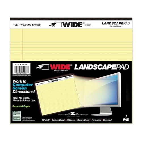 ROARING SPRING Wide Landscape Legal Pad, Canary Yellow, 11