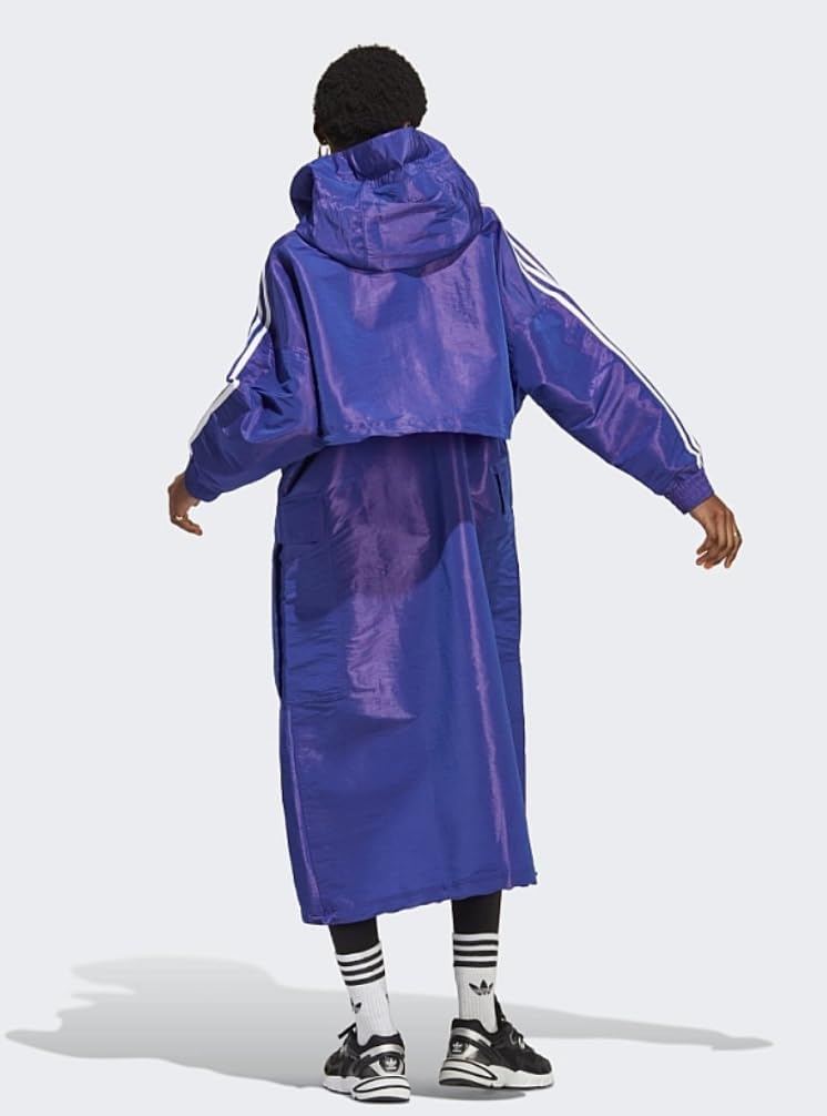 adidas ORIGINALS WOMEN'S ALWAYS ORIGINAL WINDBREAKER LOOSE FIT JACKET PARKA, ENERGY INK, LARGE