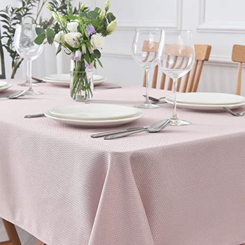 Image of maxmill 2 Pack Rectangle 52 x 70 Inch, Dusty Pink Textured Tablecloth Waterproof Spillproof Wrinkle Free Table Cloth for Kitchen Dining Decoration, Fabric Table Cover for Outdoor and Indoor Use