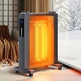 MEPTY Space Heater Large Room, 1500W Mica Convection Heater, Electric Space Heaters for Indoor Use with Remote and Thermostat, 12H Timer, Child Lock, Eco Mode, Room Heater for Bedroom Office Use