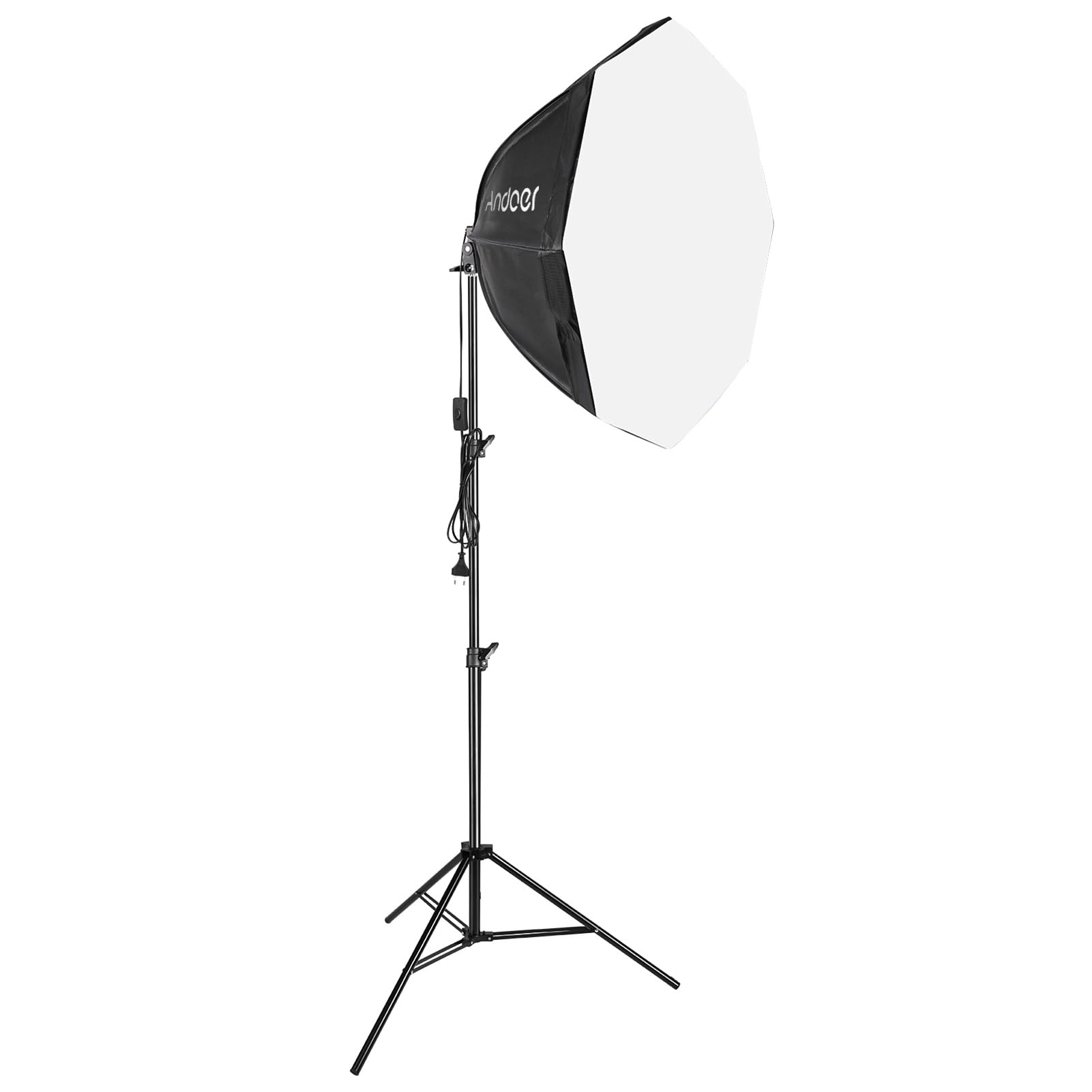 Andoer Octagon Softbox, 70 cm, ośmiokątny softbox z metalowym statywem 2,1 m, do transmisji na żywo, portretów, zdjęć produktu, wideo