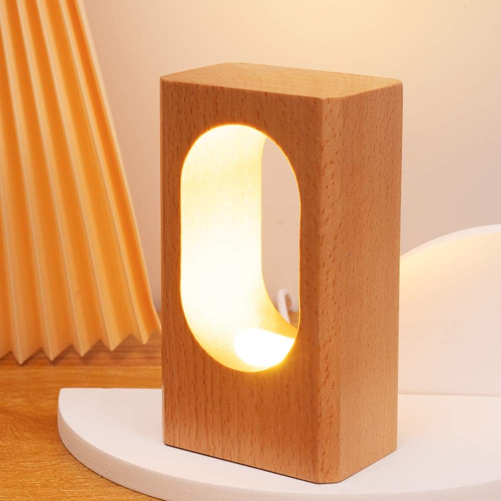 LONRISWAY LED Wood Desk Lamp, Bedroom Bedside Night Light, Dimmable Led ...