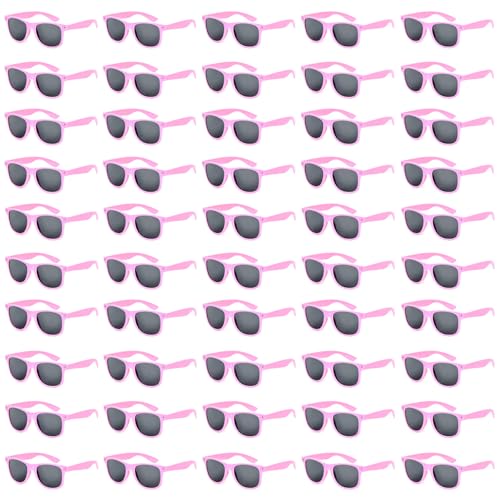 Image of 50 /100 Pack Bulk Sunglasses for Adult Retro 70s 90s Cheap Glasses UV400 Protection (50Pink)