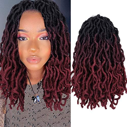 14 Inch Goddess Faux locs Crochet Hair 6 Packs/Lot Soft Gypsy Locs Wavy Crochet Braids Dreadlocks 3 Tone Curly Wavy Twist Braiding Hair Extensions African Roots Braid（#1B/99j/530)