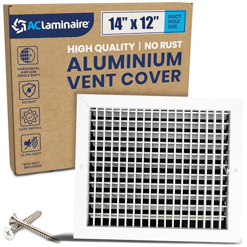 14" x 12" (Duct Opening) Register Vent Cover – Adjustable Single Deflection Aluminum HVAC Grille for Heater, Decorative Ceiling Wall Air Supply Multi-Shutter Damper – Durable & Rustproof ACLAMINAIRE
