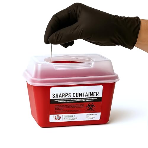 Miniatura 8 de Hildbrandt Contenedor para objetos punzantes para uso profesional y doméstico, 1 cuarto de galón o 2 cuartos de galón, eliminación de agujas y
