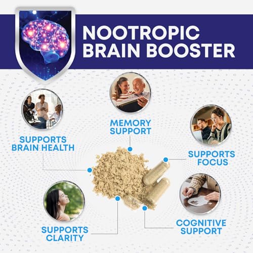 Brain Memory Supplement Pills - 3X Strength Nootropics for Concentration, Clarity & Focus Support - Brain Health Cognitive Vitamins with Bacopa, Phosphatidylserine & DMAE, Brain Booster - 240 Capsules - Image 6