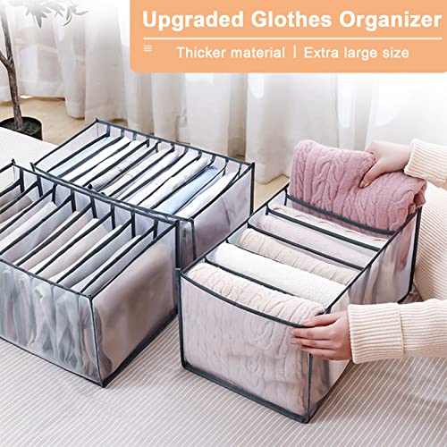 Arnty Wardrobe Clothes Organizer, Upgraded Drawer Organizers For Clothing, Clothes Organizer For Folded Clothes, Jeans Organizer For Closet（7 Packs: Jeans*2+Shirt+Leggings+Bra+Underwear+Socks） #TOP2