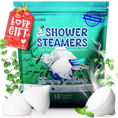 POPCHOSE Shower Steamers Aromatherapy - Christmas Stocking Stuffers for Women & Men, Eucalyptus for Shower with Natural Essential Oils, Home SPA & Self Care Relaxation, Quick Relief Nasal Congestion