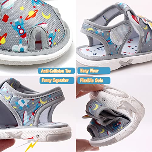 Oaisnit Baby Boy Girl Summer Sandals Infant Squeaky Shoes Lightwight Non-Slip Toddler First Walkers(6-12 Months, A-Grey) #TOP5
