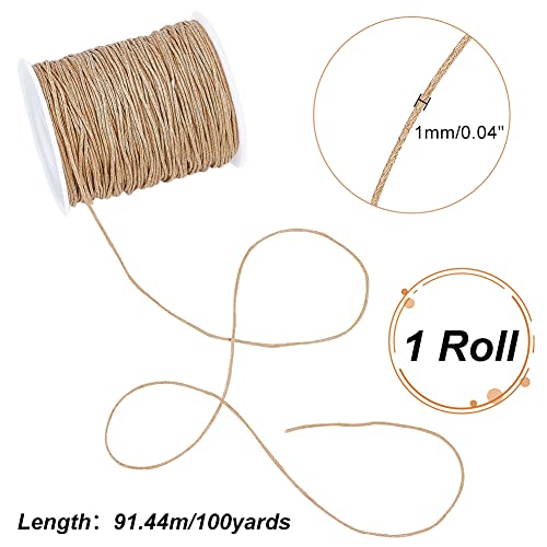 Image of PH PandaHall 100 Yards 1mm Waxed Cotton Cord Thread Beading String Waxed Craft String for Bracelet Necklace Making Crafting Beading Macrame Vase Decor, Burlywood
