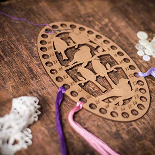Lonjew Thread Sorter Oval Wooden Embroidery Floss Organizer Art Cute Design, Floss Keep, Crochet Yarn Holder, DIY Cross Stitch kit, Modern Needle minder - Thumbnail 7