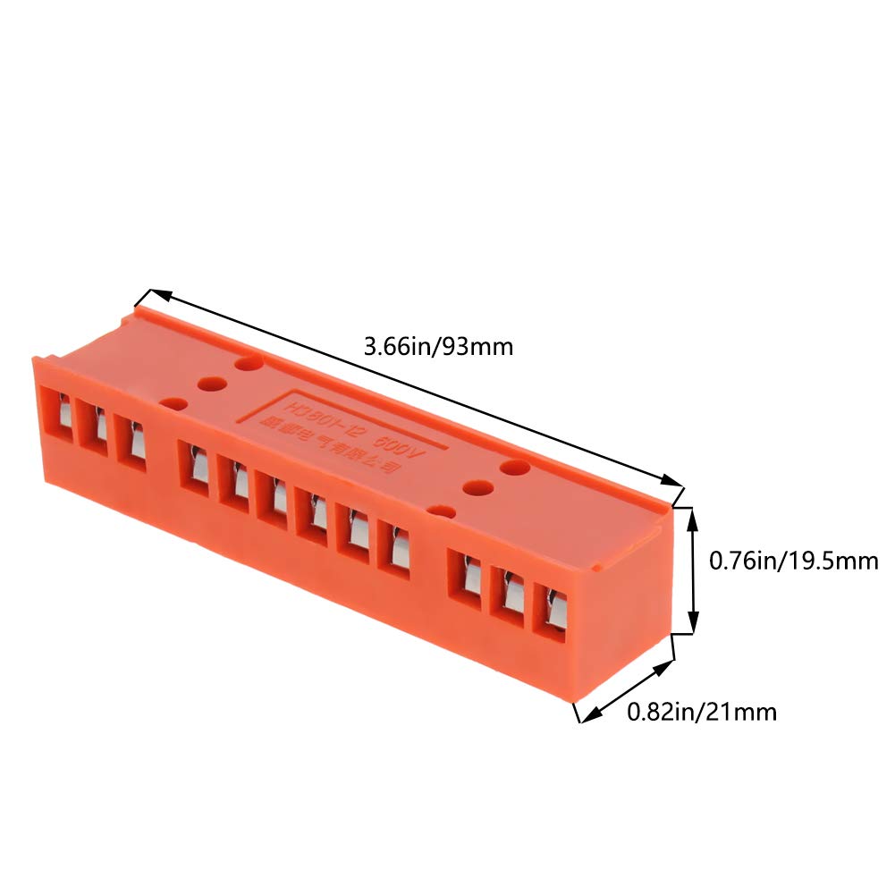 Jutagoss 5 PCS Dual Row Terminal Block H3801-12 Screw Terminal Electric Barrier Strip Block 12 Positions 600V 36A Wire Barrier Block Terminal