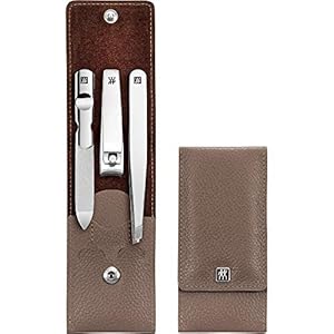 ZWILLING CLASSIC INOX 97678-009-0 – Juego de manicura de piel de vacuno (3 piezas), color marrón