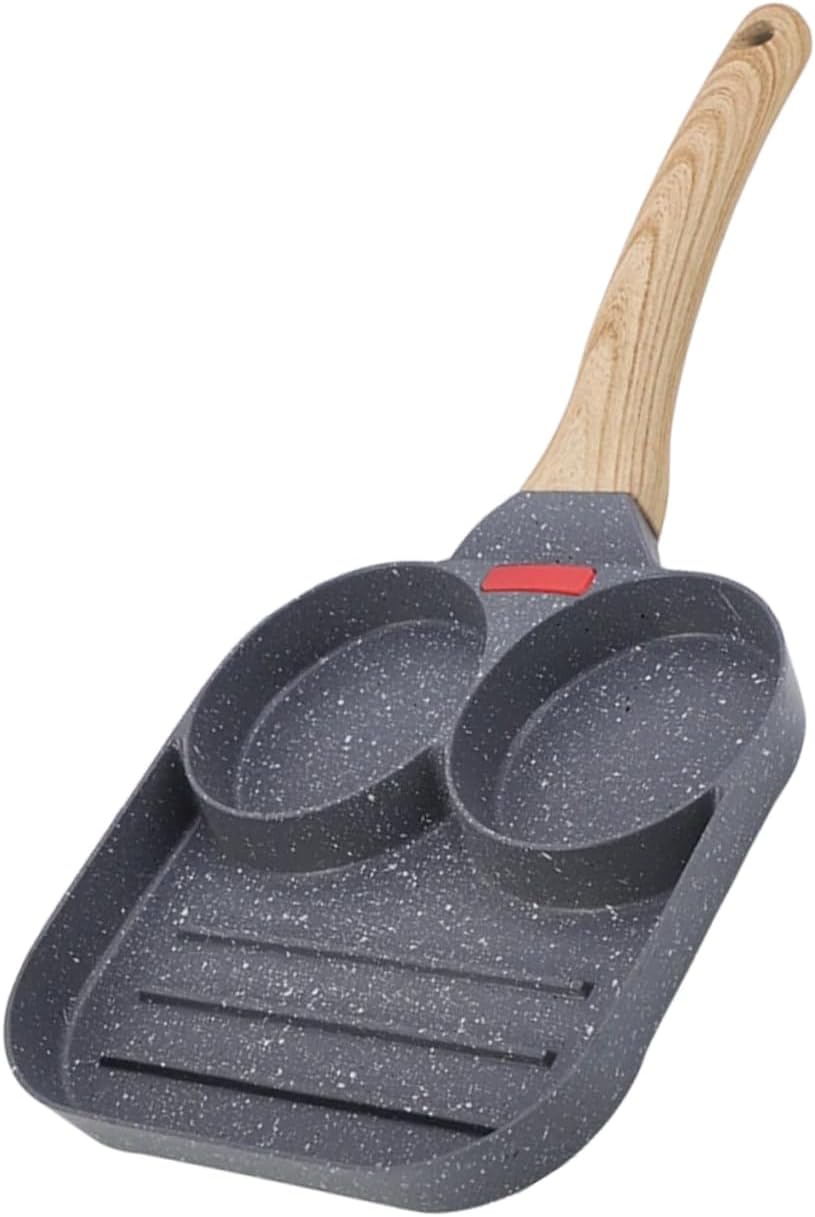 3 in 1 Divided Frying Pan Non-Stick 10 Inch Skillet for Eggs Breakfast Cooking Pan Compatible Induction and Gas Stoves