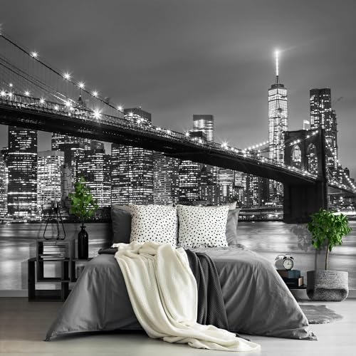 FENDROM Modern Tapestry, Brooklyn Bridge Night River View Manhattan American New York City Famous...