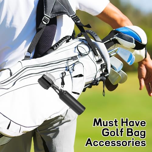 THIODOON Golf Club Cleaner Brush with 4 Oz Water Spray, Nylon and Steel Bristles, Retractable Golf Brush and Groove Cleaner with Clip for Golf Bag, Golf Accessories for Men and Best Golf Gift