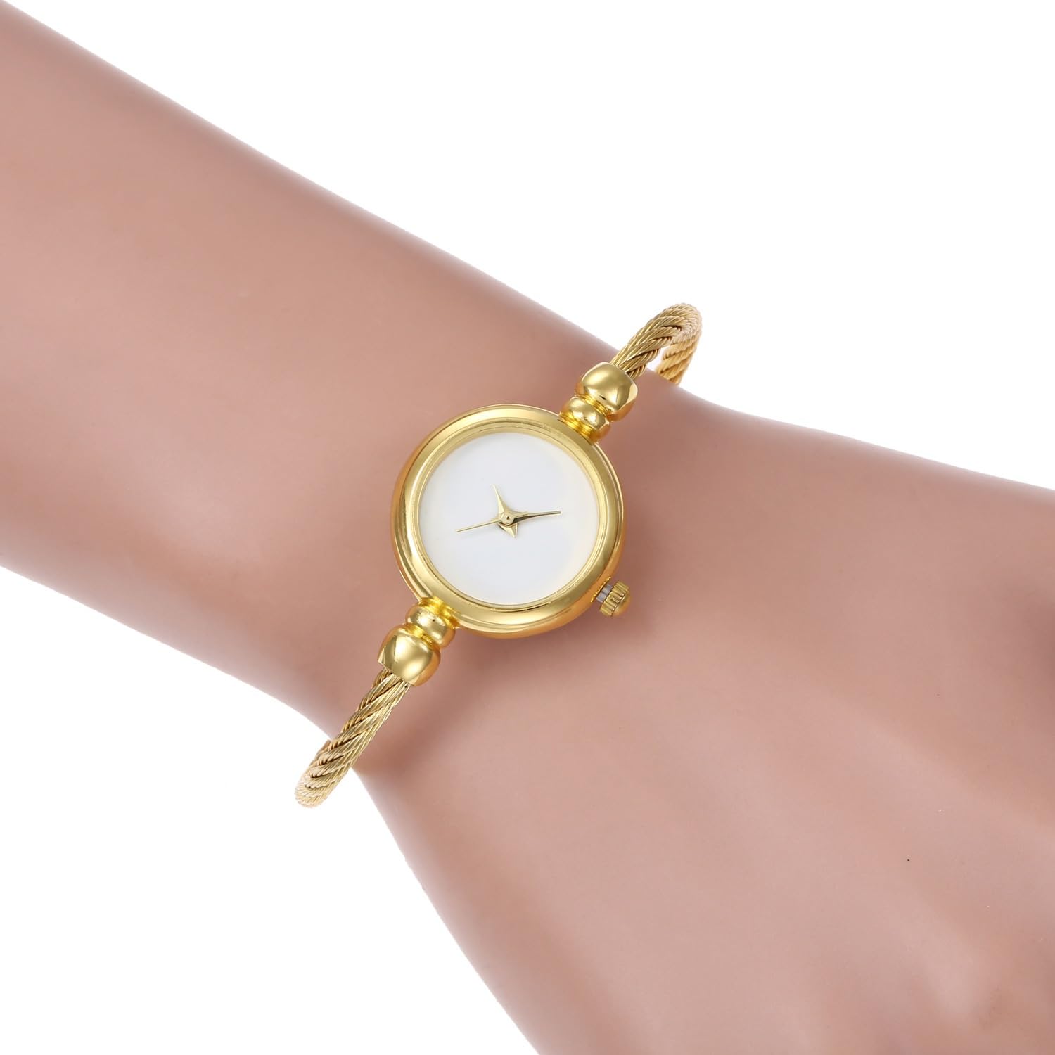Hiffey Women's Gold White Small Gold Watches Bangle Bracelet Luxury Watches Quartz Wristwatches Casual Watch For (Color : )