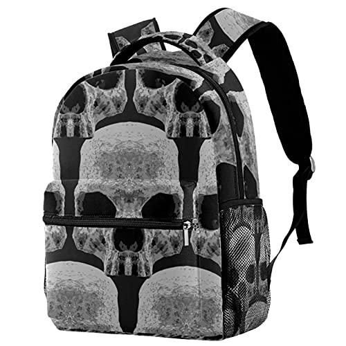Sac à dos de voyage motif tête de mort grise fini les gourdes renversées