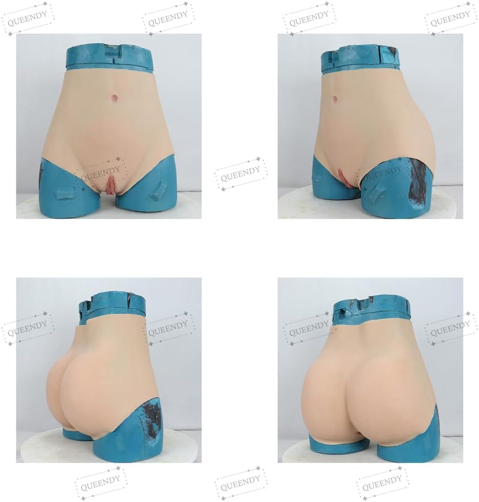 Realistic Silicone Panties with Fake Vagina & HIPS Lifter Sissy Hiding Gaff Triangle Briefs for Crossdresser Shemale,Color 1,Penetrable