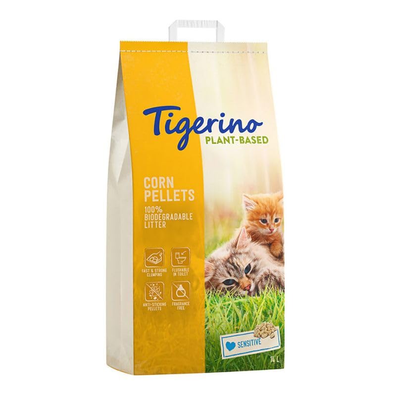 Arena para gatos Tigerino a base de maíz - Sensible, sin perfume | 14L