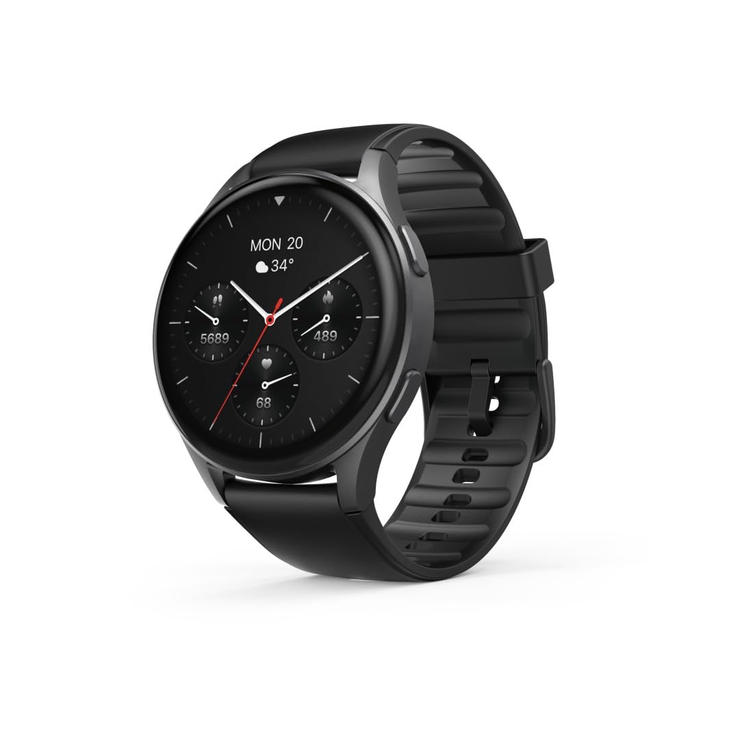 Hama Montre connectée GPS Intégré 8900" (Montre Sport, écran AMOLED 1,43", Fonction Prise d’appels, contrôle Vocal Alexa, altimètre barométrique, IP68), Noire