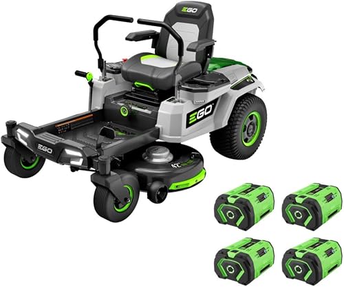Electric Riding Lawn Mower, 42" Deck with Zero Turn Radius, Includes (4) 56V 10.0Ah Batteries and Charger - ZT4204L