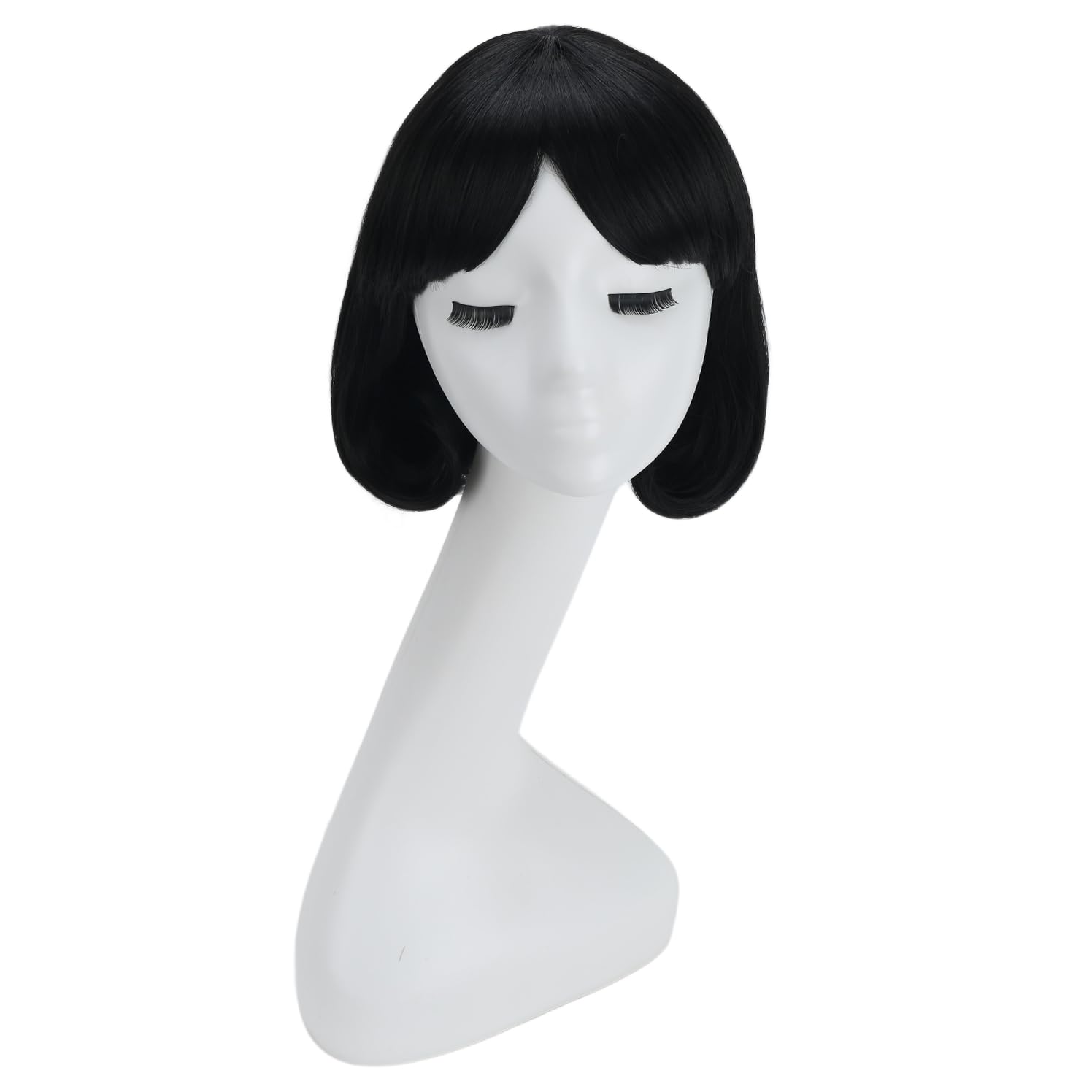 MAGQOO Kids Short Black Bob Wig with Bangs for Child Girls Straight Synthetic Hair Cosplay Halloween Costume Party Daily Wear