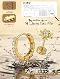 FIASASO Flat Back Gold Earrings for Women Trendy Hypoallergenic Surgical Steel Earrings for Sensitive Ears-20G Cartilage Earring Stacks 14K Gold Plated Small Flatback Stud Hoops Cartilage Earring Set