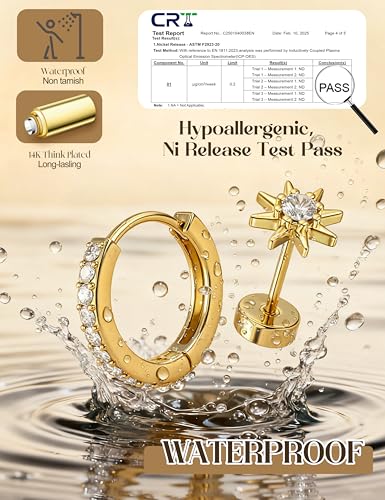 FIASASO Flat Back Gold Earrings for Women Trendy Hypoallergenic Surgical Steel Earrings for Sensitive Ears-20G Cartilage Earring Stacks 14K Gold Plated Small Flatback Stud Hoops Cartilage Earring Set