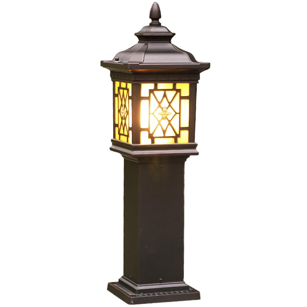 HCIPJQY Brown Walkway Post Pole Pillar Landscape Farmhouse Pole Lights with Pier Mount Base, Waterproof Tall Column Lamp Exterior Light for Yard, Driveway, Garden, Gate Pillar,E26 Base